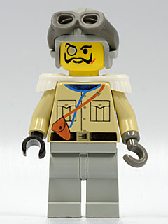 Minifig adv005 Lord Sam Sinister / Baron von Barron - Tan Shirt, Light Gray Legs, Light Gray Aviator Cap, Dark Gray Goggles, White Epaulettes