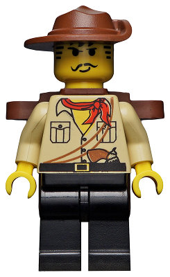 Minifig Lego Adventurers adv041 Johnny Thunder (Desert) with Backpack