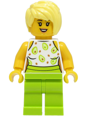 NEW Lego City FEMALE MINIFIG Girl w/Gold Purple Flower Torso Brown