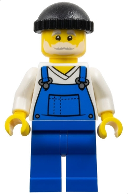 Lego City cty1799 Fisherman - Black Knit Cap, Blue Overalls