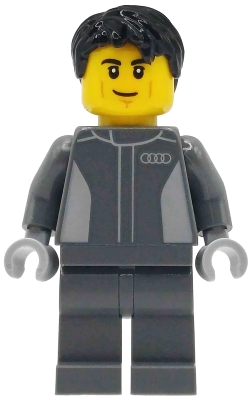 Minifig   cty1999  Audi Revolut F1 Team Driver - Male, Black Hair