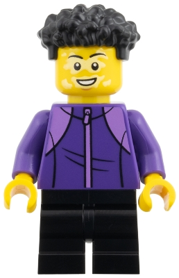Minifig  LEGO City cty2005  Child - Boy, Dark Purple Tracksuit, Black Medium Legs, Coiled Hair