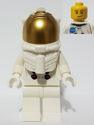 Lego City twn373 NASA Apollo 11 Astronaut - Male with White Torso with NASA Logo and Lopsided Smile