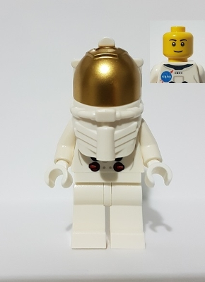 Lego City twn374 NASA Apollo 11 Astronaut - Male with White Torso with NASA Logo and Thin Grin