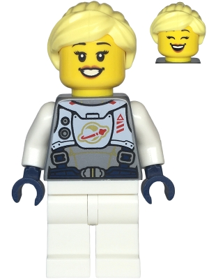Lego Creator twn478 Astronaut - Female, Flat Silver Spacesuit with Harness and White Panel with Classic Space Logo, Bright Light Yellow Hair