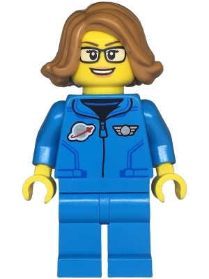 Lego Creator twn479 Space Scientist - Female, Dark Azure Jumpsuit, Medium Nougat Hair, Glasses, Open Mouth Smile