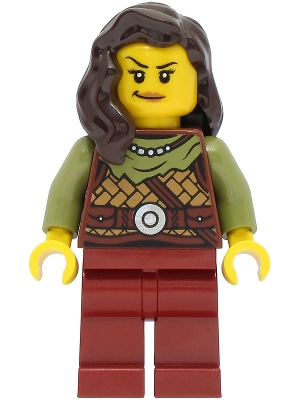 Lego Creator vik041 Viking Warrior - Female, Leather Armor, Dark Red Legs, Dark Brown Hair