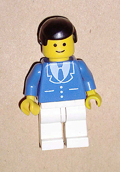 Lego Dacta trn137 Suit with 3 Buttons Blue - White Legs, Black Male Hair