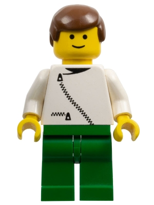 Lego Harry Potter zip046 Jacket with Zipper - White, Green Legs, Brown Male Hair