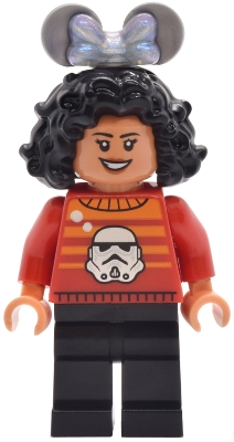 Minifig LEGO Disney dis204 Main Street, U.S.A. Park Guest - Female, Red Star Wars Sweater with Stormtrooper, Black Legs