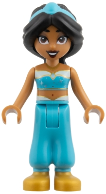 Minifig LEGO Disney dp241 Jasmine - Top with Sparkles and Gold Trim, Open Mouth, Plain Tiara