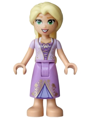 Minifig  LEGO Disney dp250  Rapunzel (Medium Tan) - Mini Doll, Lavender Top, Medium Lavender Dress, Bright Pink Flower, Gold Bow