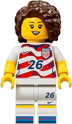 Minifig  LEGO Éditions edi008  Soccer Player - Female, US Team, Stripes Jersey