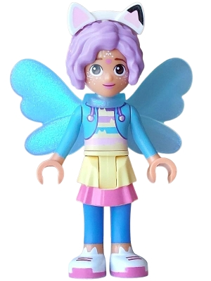 Minifig  LEGO Gabby et la Maison magique gdh018  Gabby - Medium Azure Hoodie, Layered Skirt over Blue Leggings, Medium Lavender Hair, Wings Fairy