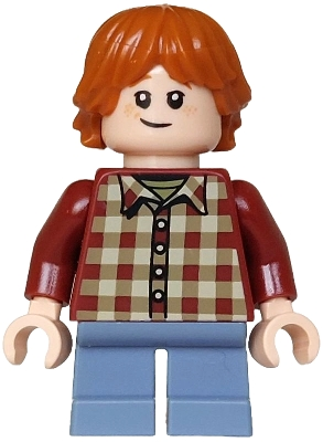 Lego Harry Potter hp577 Ron Weasley - Dark Red Plaid Shirt, Sand Blue Short Legs