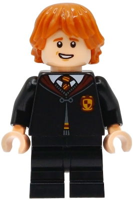 Minifig   hp604  Ron Weasley - Gryffindor Robe Clasped, Black Medium Legs, Open Mouth Smile