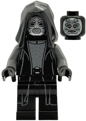 Minifig  Lego Harry Potter hp614  Death Eater - Black Hood, Dark Bluish Gray Arms, Large Open Mouth / Squinting Eyes