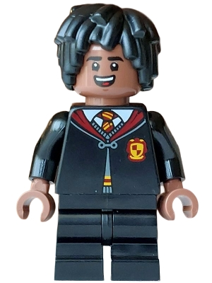 Minifig LEGO Harry Potter hp619 Lee Jordan - Gryffindor Robe Clasped, Black Medium Legs, Hair Short Layered Mop Top