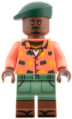 Minifig LEGO Jurassic World jw146 Duncan Kincaid - Coral Shirt, Sand Green Shorts, Dark Green Beret