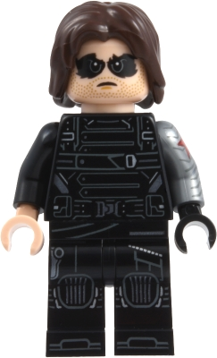 Minifig  LEGO Marvel Super Heroes sh1132  Winter Soldier - Dark Brown Hair, Black and Light Nougat Hands