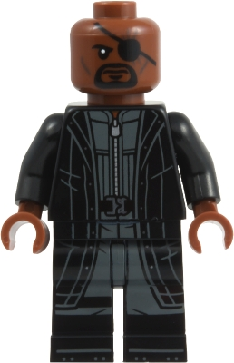 Minifig  LEGO Marvel Super Heroes sh1133  Nick Fury - Leather Trench Coat, Black Legs