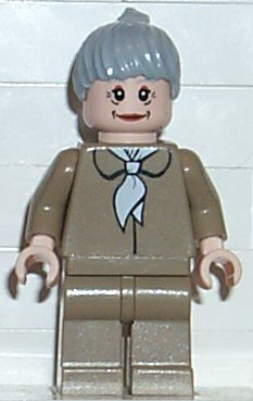 Lego Marvel Super Heroes spd024 Aunt May, Dark Tan Blouse, Dark Tan Legs, Light Bluish Gray Ponytail Hair