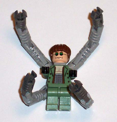 Lego Marvel Super Heroes spd026 Dr. Octopus (Otto Octavius) / Doc Ock, Sand Green Jacket, Sand Green Legs, Thin Smirk - With Arms