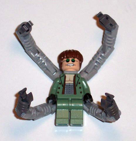 Lego Marvel Super Heroes spd027 Dr. Octopus (Otto Octavius) / Doc Ock, Sand Green Jacket, Sand Green Legs, Clenched Teeth Smile - With Arms