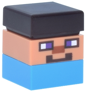 Minifig  Lego Minecraft min242  Micromob Steve - Short, Dark Brown Hair, Dark Azure Legs