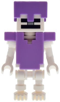 Minifig  Lego Minecraft min253  Skeleton, Minecraft - Medium Lavender Armor and Helmet