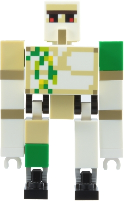 Minifig  LEGO Minecraft min270  Iron Golem - Brick and Pin Arm Attachments, Black Feet, 1 x 1 Green Tile