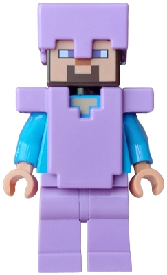 Minifig LEGO Minecraft min279 Steve (Nougat) - Medium Lavender Legs, Helmet and Armor