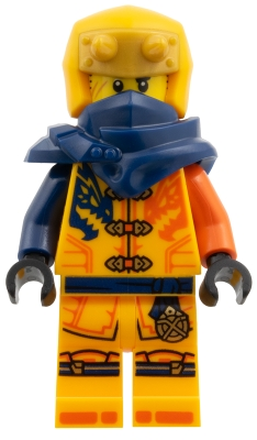 Minifig  Lego Ninjago njo1031  Arin - Shirt with Dark Blue and Reddish Orange Dragons, Hood with Horns