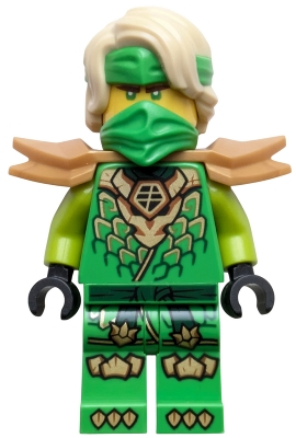 Minifig  Lego Ninjago njo1041  Lloyd - Dragons Rising, Tunic with Dragon Head, Hair, Wide Pearl Gold Shoulder Armor