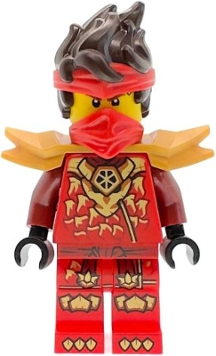 Minifig  Lego Ninjago njo1046  Kai - Dragons Rising, Tunic with Dragon Head, Hair, Wide Pearl Gold Shoulder Armor