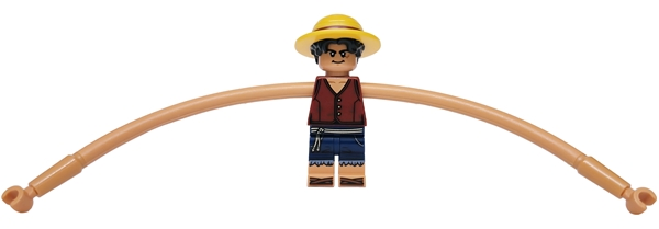 Minifig  LEGO One Piece op044  Monkey D. Luffy - Stretched Arms, Straw Hat with Black Hair, Closed Mouth Grin