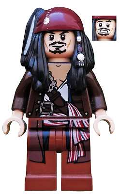 Lego Pirates des Caraïbes poc034 Captain Jack Sparrow - Dark Brown Jacket, Bandana