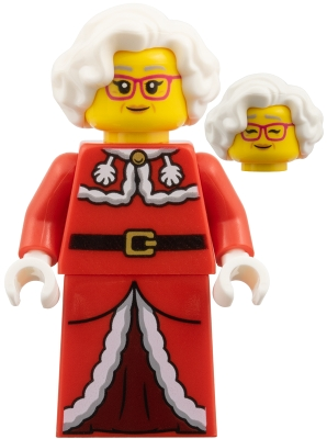 Minifig   hol384  Mrs. Claus - Red Jacket, Dark Red Printed Skirt