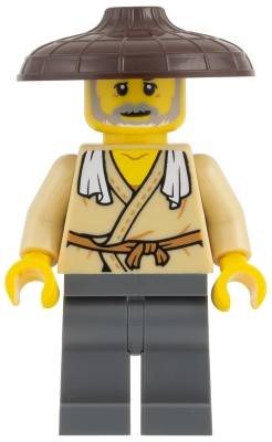 Minifig LEGO Saisonnier hol420 Farmer - Tan Vest, Dark Bluish Gray Legs, Dark Brown Hat