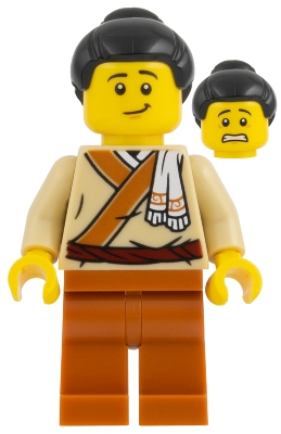Minifig LEGO Saisonnier hol424 Musician - Tan Vest, Black Hair, Dark Orange Legs
