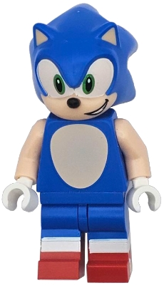 Minifig LEGO Sonic le hérisson son033 Sonic the Hedgehog - Light Nougat Face and Arms, Open Mouth Smile to Left