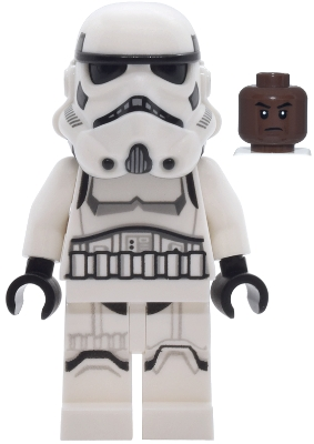 Lego Star Wars sw1454  Imperial Stormtrooper - Male, Dual Molded Helmet with Light Bluish Gray Panels on Back, Shoulder Belts, Umber Head