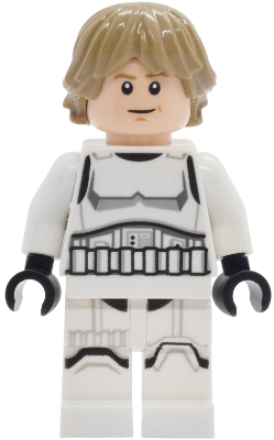 Lego Star Wars sw1460  Luke Skywalker - Stormtrooper Outfit, Printed Legs, Dark Tan Hair, Smile with Crease / Frown