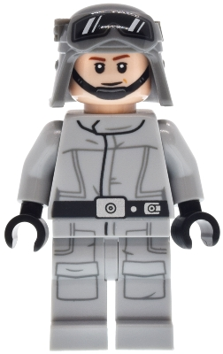 Minifig sw1498 AT-ST Driver™ - Helmet with Molded Goggles, Light Bluish Gray Jumpsuit with Silver Dot, Printed Legs