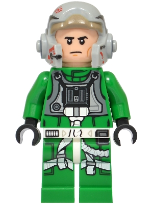 Minifig sw1510 Rebel Pilot A-wing - Green Jumpsuit with Dark Bluish Gray Vest