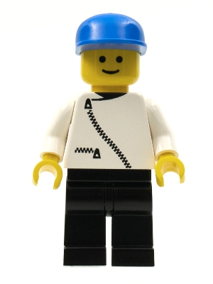 Lego City zip017 Jacket with Zipper - White, Black Legs, Blue Cap