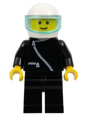 Lego City zip020 Jacket with Zipper - Black, Black Legs, White Helmet, Trans-Light Blue Visor