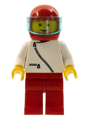 Lego City zip023 Jacket with Zipper - White, Red Legs, Red Helmet, Trans-Light Blue Visor