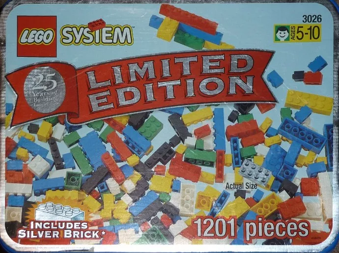 Set LEGO Basic 3026 Limited Edition Silver Brick Tub
