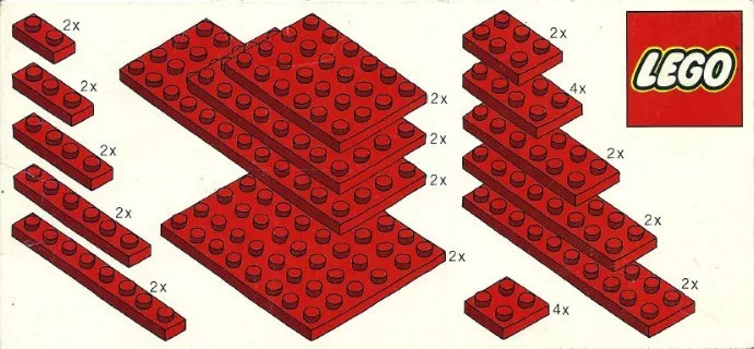 Set LEGO Basic 820 Red Plates Parts Pack
